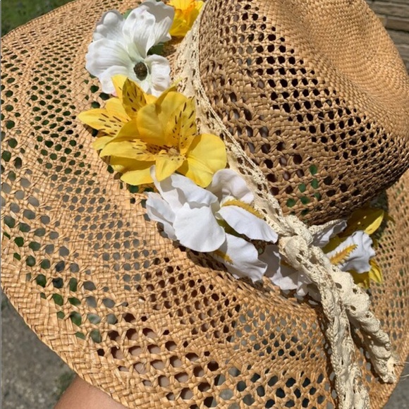 VINTAGE FLOPPY STRAW SUN DERBY HAT - Picture 2 of 3